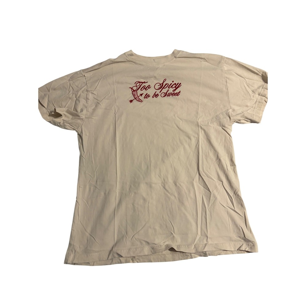 PINK Victoria's Secret T-Shirt Graphic Cream Too Spicy To Be Sweet XS